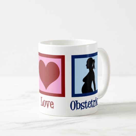Liebe des Friedens Obstetetas Niedliches OBGYN-Bür Kaffeetasse (VorderseiteRechts)