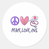 Liebe des Friedens Runder Aufkleber (Vorderseite)