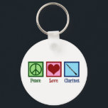 Liebe des Friedens Schlüsselanhänger<br><div class="desc">Peace Liebe Klarinette Geschenk. Ein niedlicher Klarinettenspieler-Schlüsselanhänger für Orchester oder Band mit einem hübschen Friedenszeichen,  Herz und Instrument.</div>