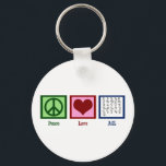 Liebe des Friedens Schlüsselanhänger<br><div class="desc">Ein Friedenszeichen,  ein Herz und das ASL Alphabet der Hände. Gutes Geschenk für die Gehörlose oder einen amerikanischen Sign Language Interpreter.</div>