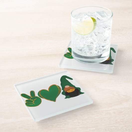 Liebe des Friedens | St Patrick's Day Sublimation Glasuntersetzer (Schrägansicht)