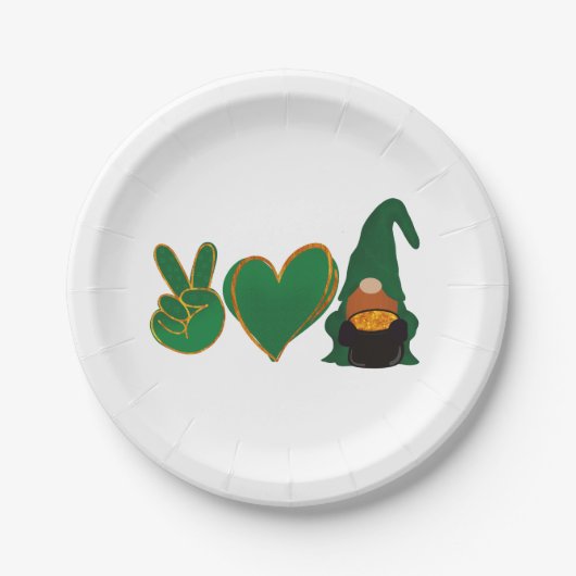 Liebe des Friedens | St Patrick's Day Sublimation Pappteller (Vorderseite)