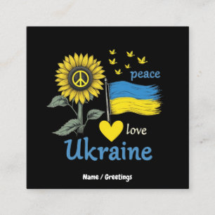 Liebe des Friedens Ukraine Sonnenblumenflagge mit  Quadratische Visitenkarte