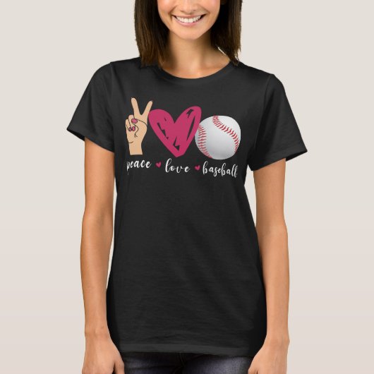Liebe des Friedens und Baseball Funny Baseball Tea T-Shirt (Vorderseite)