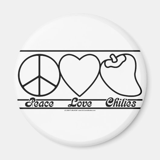 Liebe des Friedens und Chilien Magnet (Vorne)