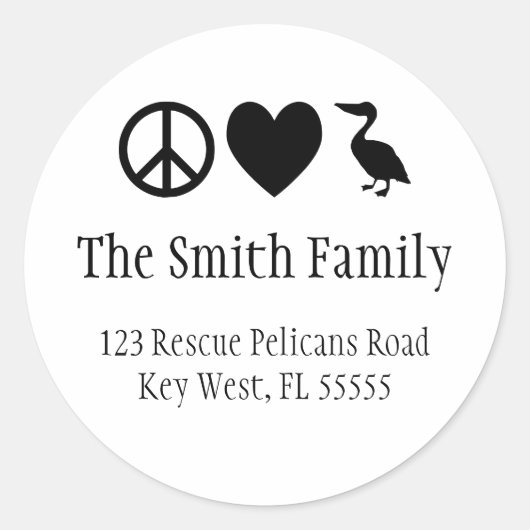 Liebe des Friedens und der Pelikane Runder Aufkleber (Vorderseite)