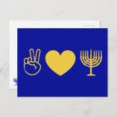 Liebe des Friedens und Hanukka | Gold Version Postkarte (Vorne/Hinten)