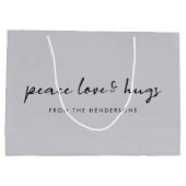 Liebe des Friedens und Hugs | Dove Gray Elegant We Große Geschenktüte (Rückseite)