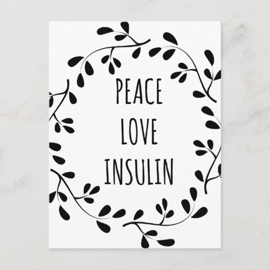 Liebe des Friedens und Insulin Postkarte (Vorderseite)
