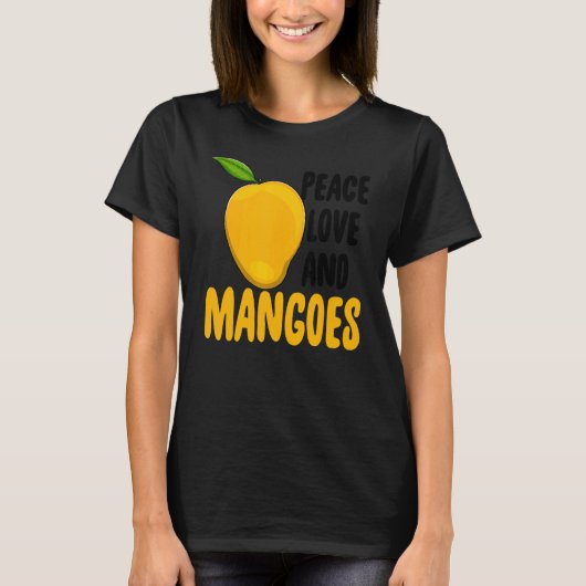 Liebe des Friedens und Mangos Funny Mango Frucht L T-Shirt (Vorderseite)