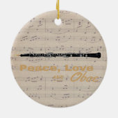 Liebe des Friedens und Oboe Quote Oboist Keramik Ornament (Hinten)