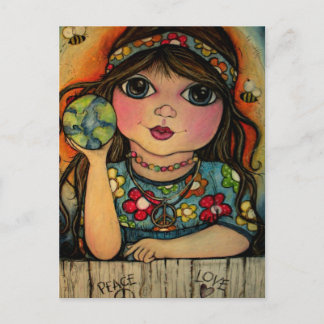 Liebe des Friedens und Power der Blume Postkarte