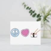 Liebe des Friedens und Sushi Postkarte (Stehend Vorderseite)