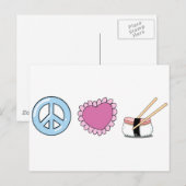 Liebe des Friedens und Sushi Postkarte (Vorne/Hinten)