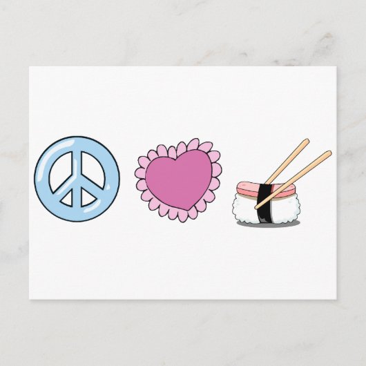 Liebe des Friedens und Sushi Postkarte (Vorderseite)