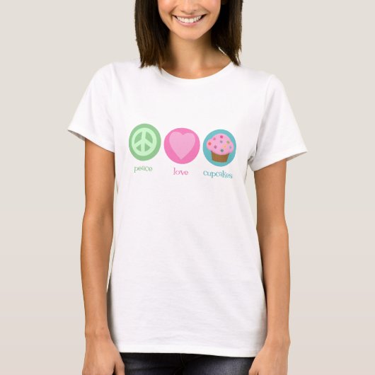 Liebe des Friedens und T - Shirt der Cupcakes (Vorderseite)