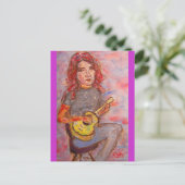 Liebe des Friedens und Ukulele Postkarte (Stehend Vorderseite)