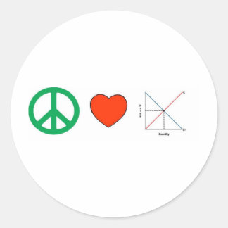 Liebe des Friedens und Wirtschaft Runder Aufkleber