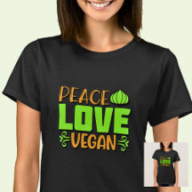 Liebe des Friedens Vegan Grünbraun auf T - Shirt