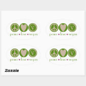 Liebe des Friedens Vegan Ovaler Aufkleber (Blatt)