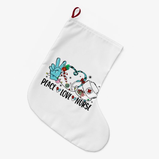 Liebe des Friedens Weihnachten Großer Weihnachtsstrumpf (Vorderansicht (hängend))