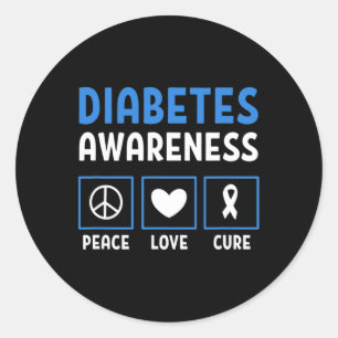 Liebe des Friedens zur Heilung von Diabetes 3 Runder Aufkleber