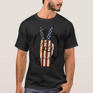 Liebe des Friedenszeichens US-amerikanische Flagge T-Shirt
