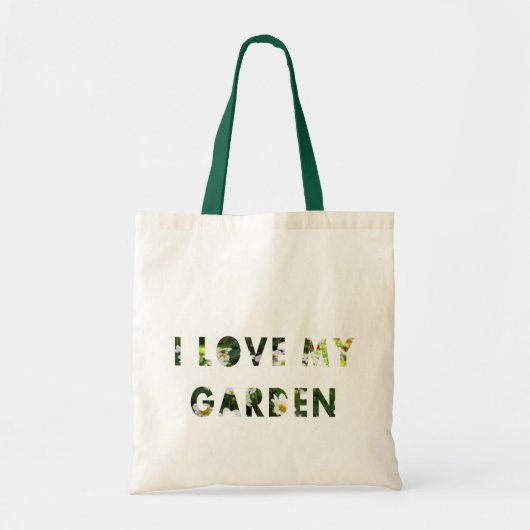 Liebe des Gärtner-I mein Garten-Blumentext Tragetasche (Vorne)