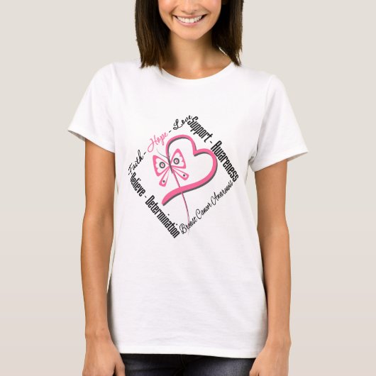 Liebe des Glaubens an die Hoffnung auf Brustkrebs T-Shirt (Vorderseite)