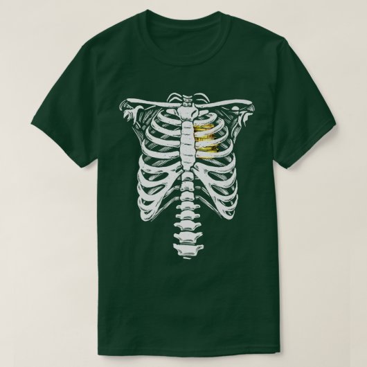 Liebe des Goldenen Herzens Skelettkäfig T-Shirt (Design vorne)