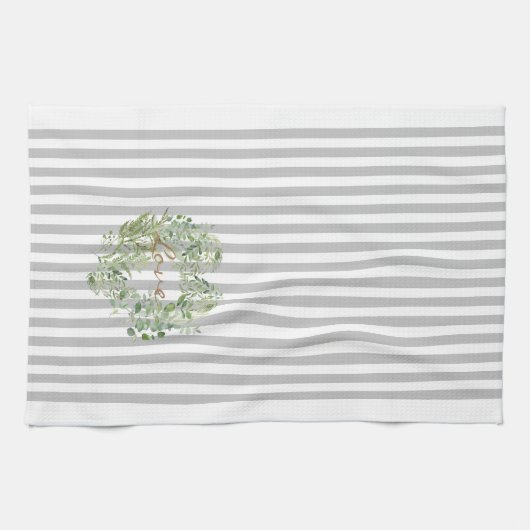Liebe des grauen Streifens Geschirrtuch (Horizontal)