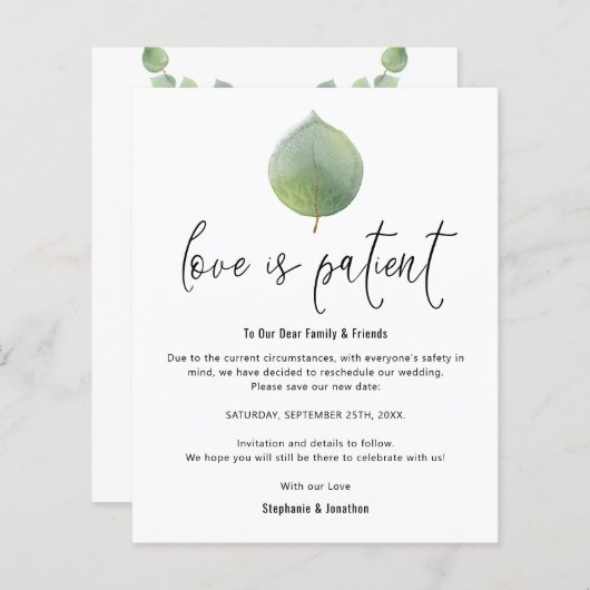 Liebe des Haushalts Der Patient Rette neues Datum (Vorne/Hinten)