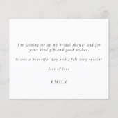 Liebe des Haushalts und Dank an Frau Brautparty (Rückseite)