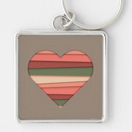 Liebe des Herzens Gestreifter Valentinstag Schlüsselanhänger (Vorne)