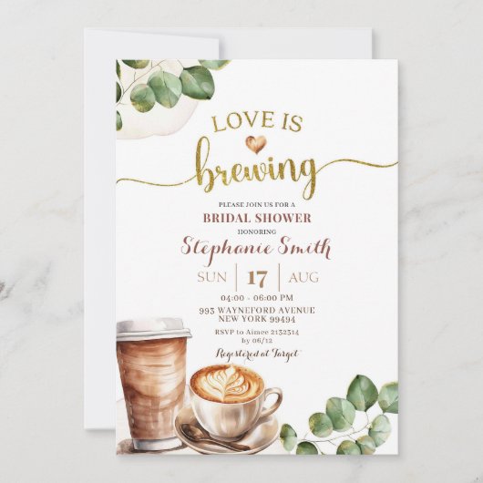 Liebe des Kaffees ist Brautparty brauen Einladung (Vorderseite)