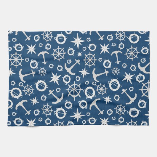 Liebe des Kompassboots des Ankerringes Geschirrtuch (Horizontal)