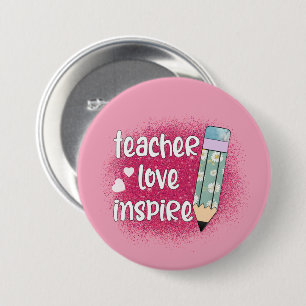 Liebe des Lehrers Inspiriert - Rosa Glitzer und Bl Button