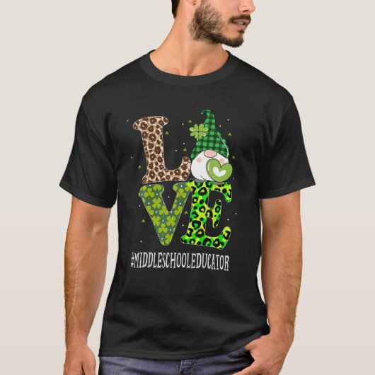 Liebe des Mittelschullehrers St Patricks Day Gnome T-Shirt (Vorderseite)