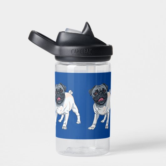 Liebe des Mops Blue Individuelle Name Trinkflasche (rechts)