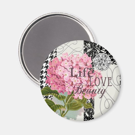 Liebe des Musters "Damask Pattern Floral Decor" Magnet (Vorderseite/Rückseite)
