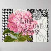 Liebe des Musters "Damask Pattern Floral Decor" Poster (Vorne)