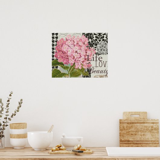 Liebe des Musters "Damask Pattern Floral Decor" Poster (Küche)