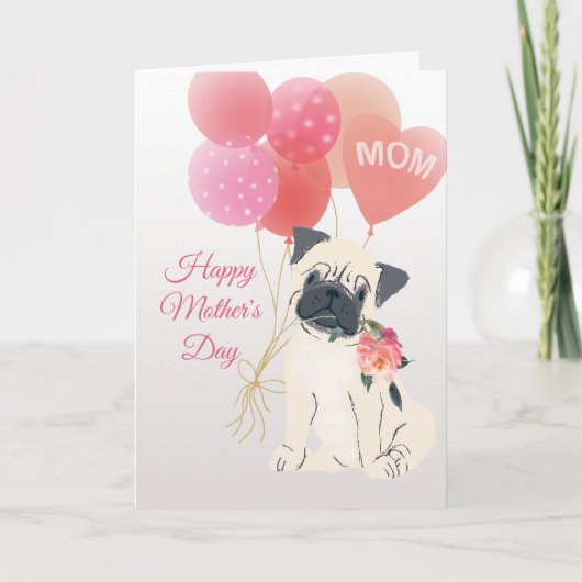 Liebe des Muttertages von deinem süßen Mops Hund Karte (Vorderseite)