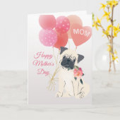 Liebe des Muttertages von deinem süßen Mops Hund Karte (Gelbe Blume)