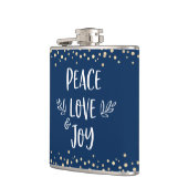 Liebe des Navy Peace Joy Modern Typografy Gold Dot Flachmann (Links)