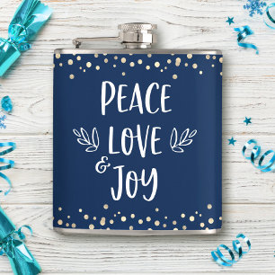 Liebe des Navy Peace Joy Modern Typografy Gold Dot Flachmann