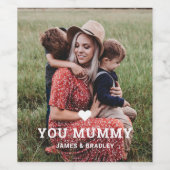 Liebe des niedlichen Herzens Sie Mama Mother Day F Weinetikett (Einzelnes Label)