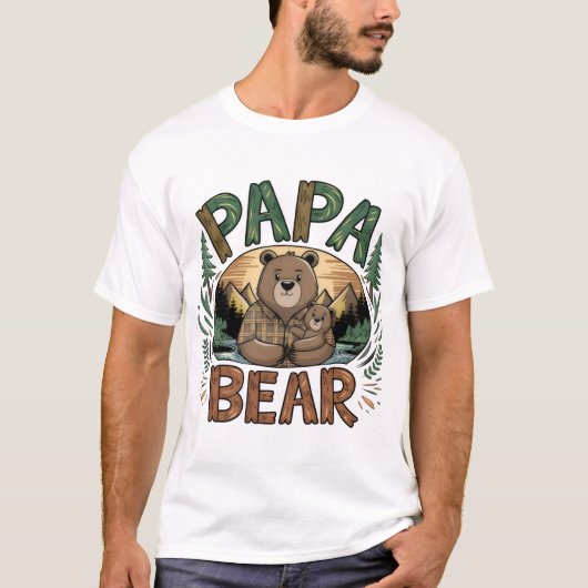Liebe des Papa-Bären - Vater- und Cub-Embrace T-Shirt (Vorderseite)