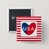 Liebe des Patriotic Red White Blue Fun Herzens der Button (Vorne & Hinten)