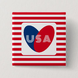 Liebe des Patriotic Red White Blue Fun Herzens der Button